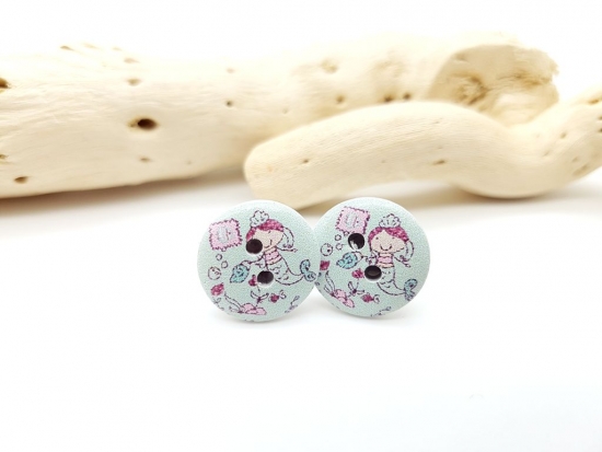 Meerjungfrau Knopf Ohrstecker Button